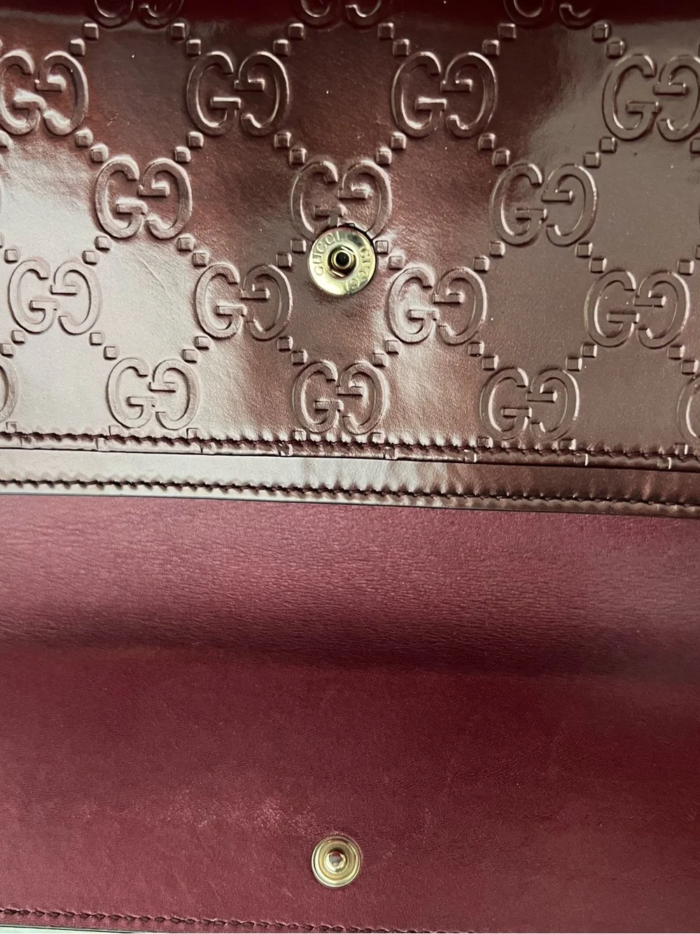 Gucci Burgundy Patent Leather GG Heart Continental Wallet - Picture 5 of 11